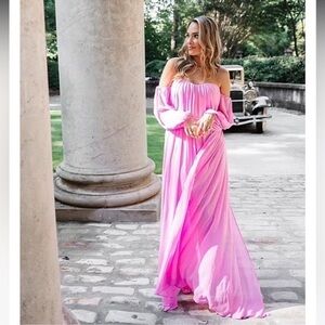 NWT ANTONIO MELANI x Breast Cancer Awareness Capsule Stacy Chiffon Dress NO belt